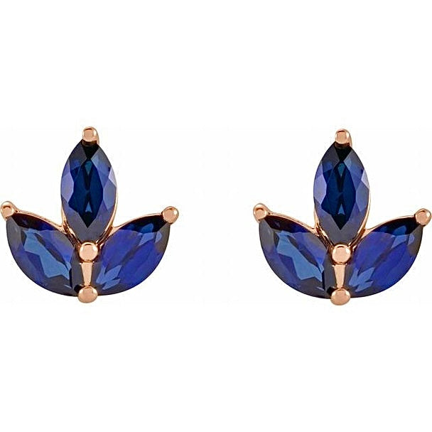 Blue Sapphire Marquise Studs