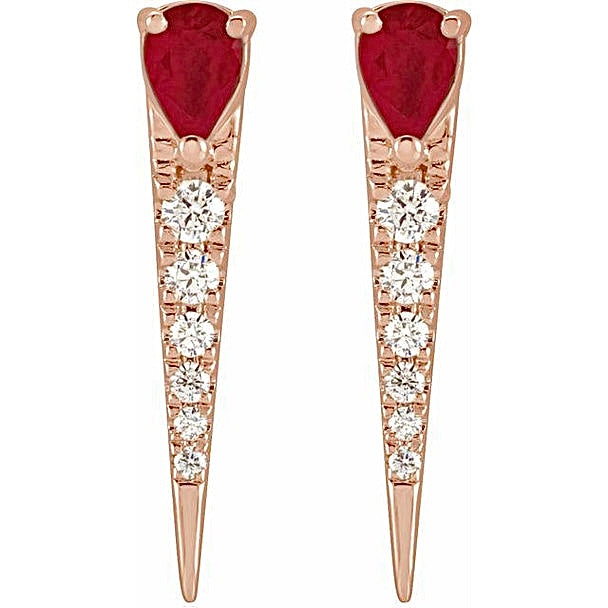 Ruby & Diamond Spike Earrings