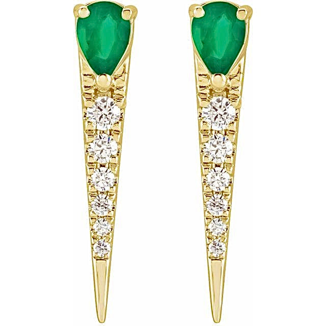 Emerald & Diamond Spike Earrings