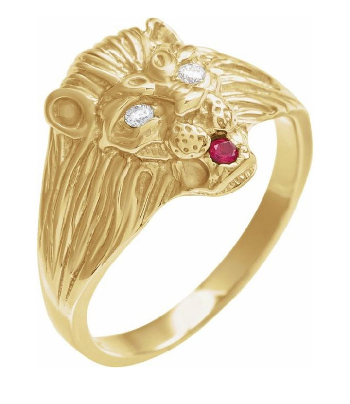 Ruby & Diamond Lion Ring