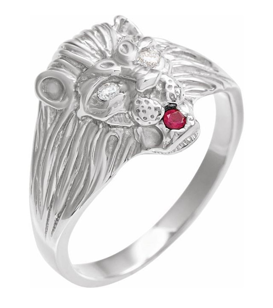 Ruby & Diamond Lion Ring