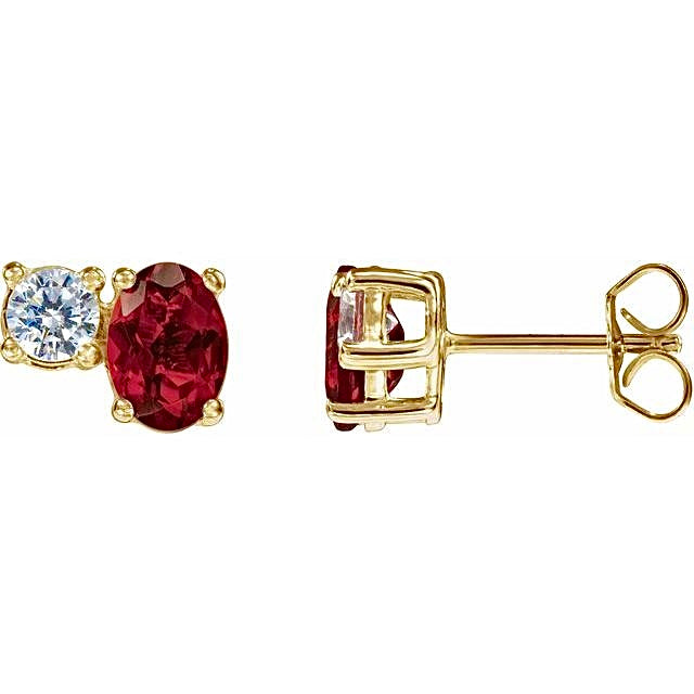 Ruby & Diamond Studs