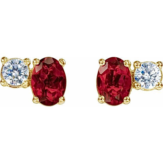 Ruby & Diamond Studs