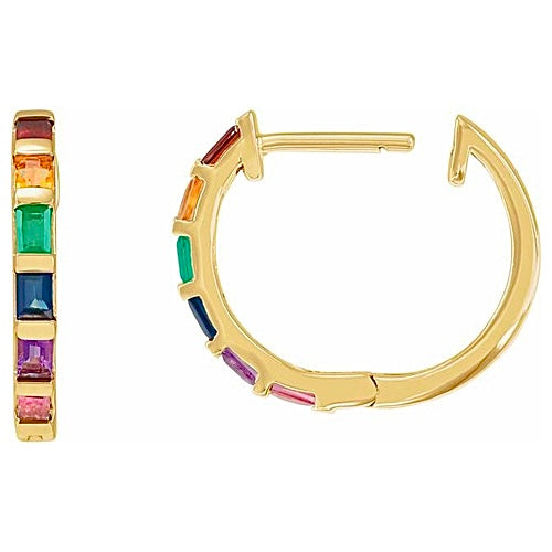 Multi-Gemstone Hoop Earrings