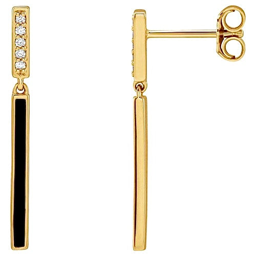 Black Bar Diamond Drop Earrings