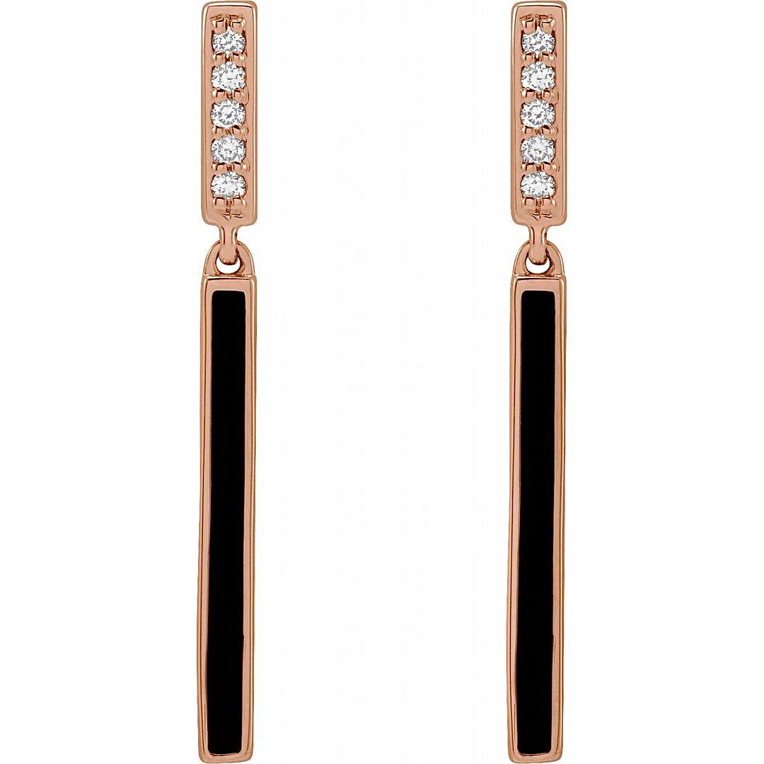 Black Bar Diamond Drop Earrings