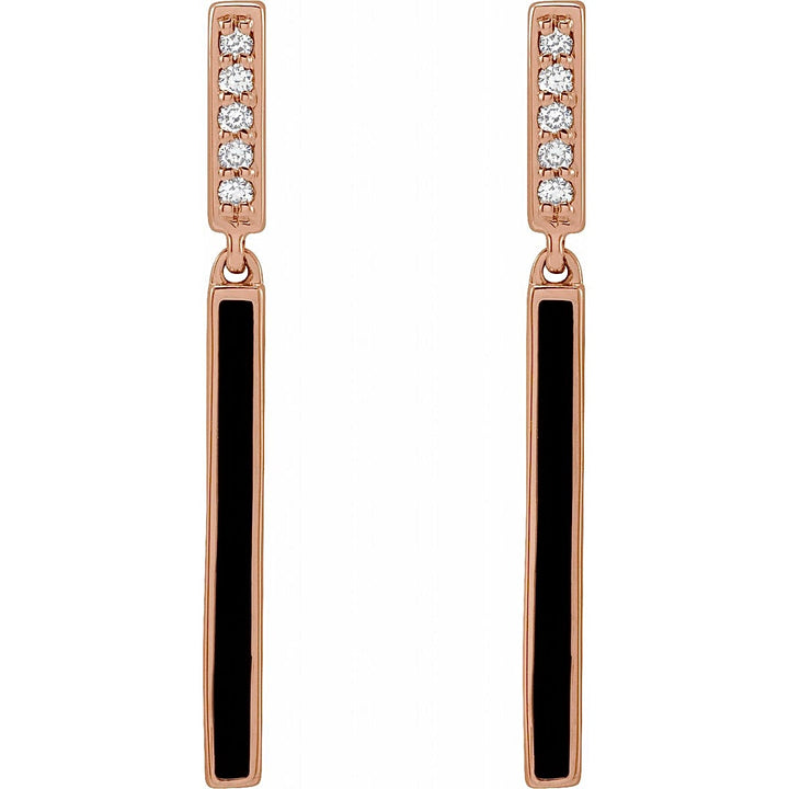 Black Bar Diamond Drop Earrings