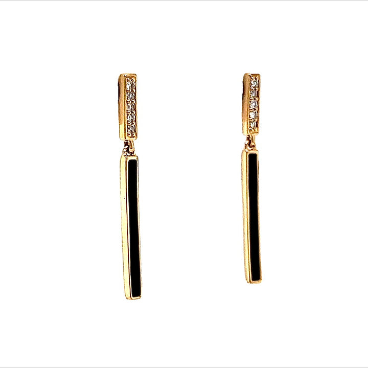 Black Bar Diamond Drop Earrings