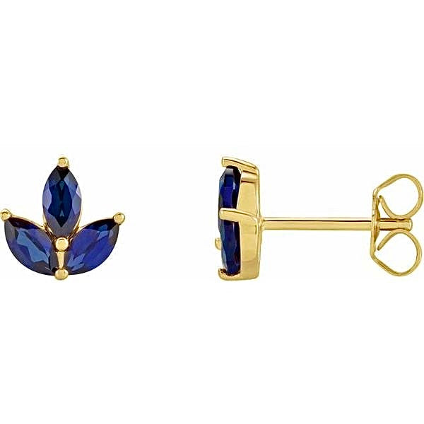 Blue Sapphire Marquise Studs