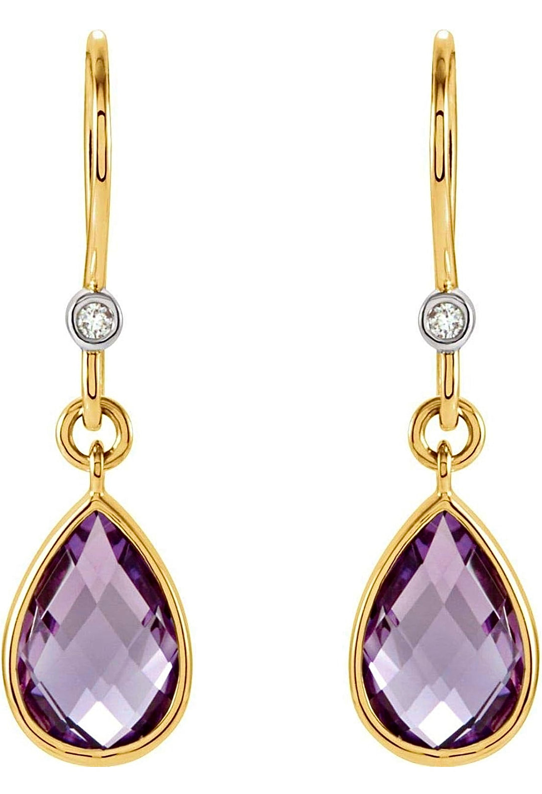 White and Yellow Gold Amethyst Earrings