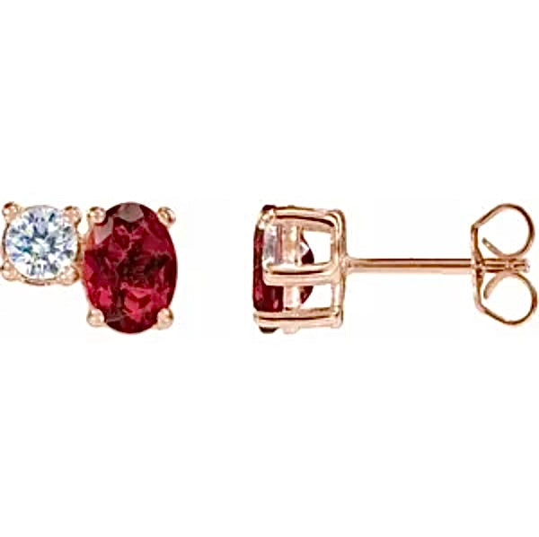 Ruby & Diamond Studs