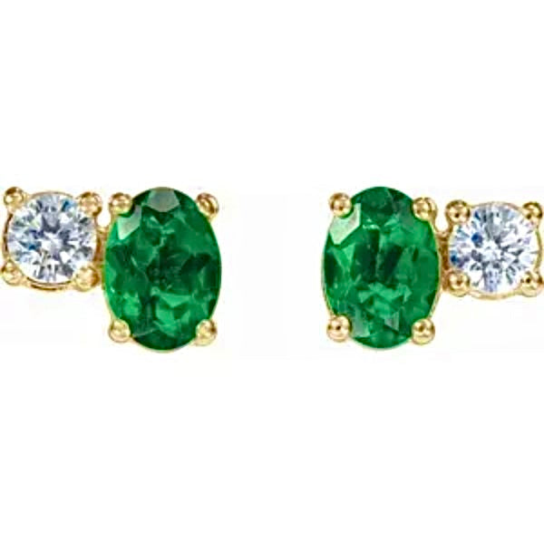 Emerald & Diamond Studs