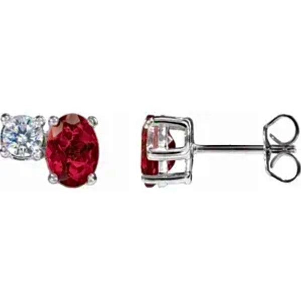 Ruby & Diamond Studs