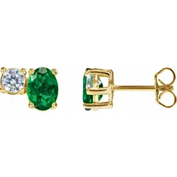 Emerald & Diamond Studs