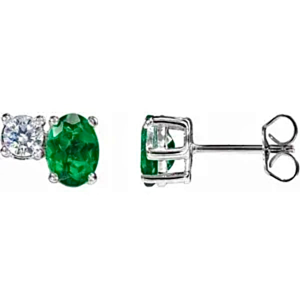 Emerald & Diamond Studs