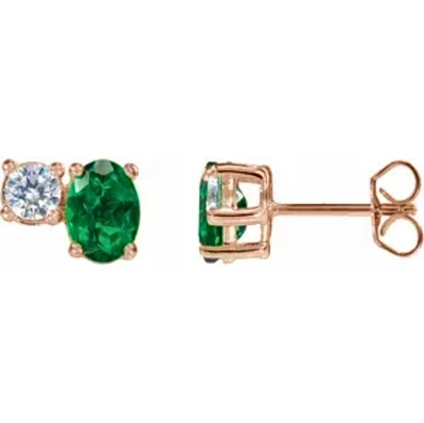 Emerald & Diamond Studs