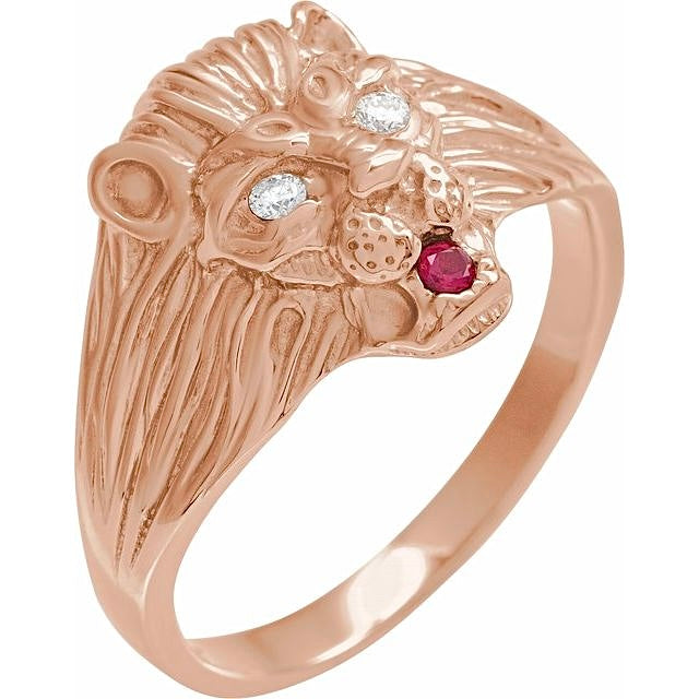 Ruby & Diamond Lion Ring