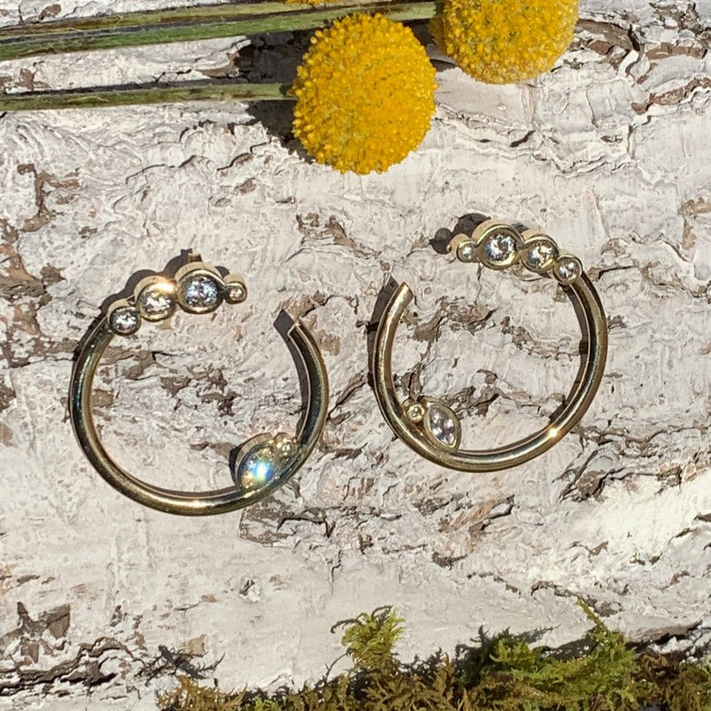 White Sapphire Gold Hoop Earrings